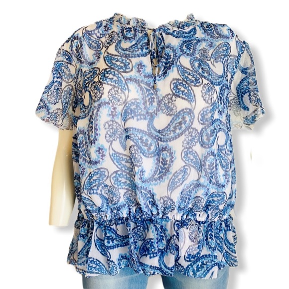 Ralph Lauren Tops - PLUS Ralph Lauren Blue Paisley Peplum Blouse